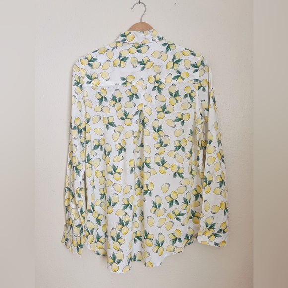 NWT BeachLunchLounge Alanna Lemon Print Light Weight L/S Button Front Shirt sz S - Picture 6 of 8